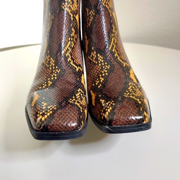 Franco Sarto Leather Snake Patterned Ankle Boots - Picture 8 of 10
